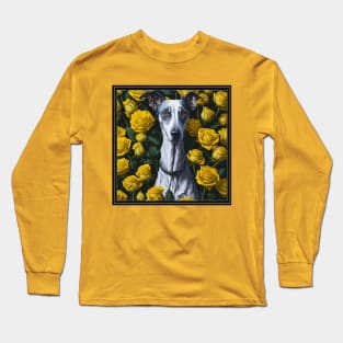 Whippet yellow roses 2 Long Sleeve T-Shirt